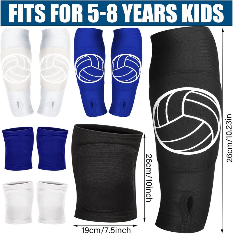 Sosation 3 Set Volleyball Arm Sleeves and Knee Pads for Kids Soft Forearm Sleeves with Protection Pad Thumbhole Volleyball Accessories for Training Youth Girls Boys 5-8 Years Old - Image 2